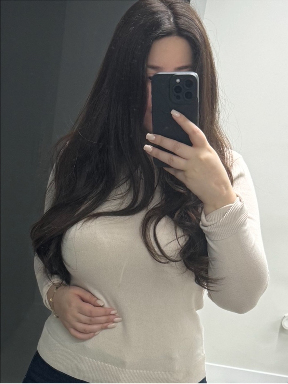 Amisu Beige Crewneck Knit Sweater